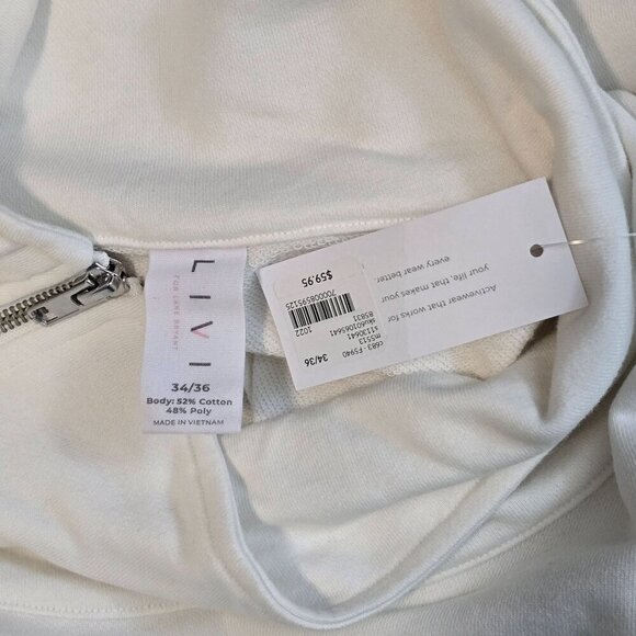 Lane Bryant White & Gray‎ Zip Mock Neck Crop-Style Sweatshirt Size 34/36 - Picture 4 of 6